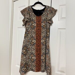 Floral Patterned Dress with Ruffle Sleeves